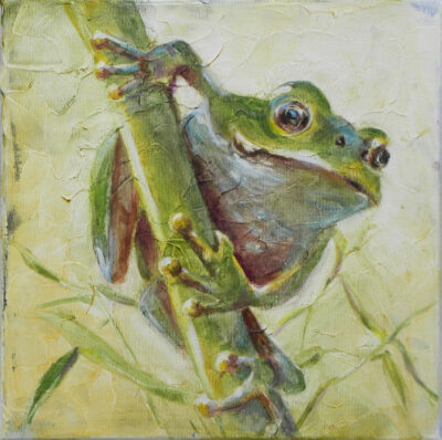 Laubfrosch, Gemälde von Gabriele Maderböck