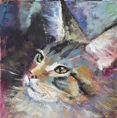 Katze Maine-Coon, Ölbild von Gabriele Maderböck