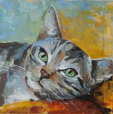 Hauskatze, Ölbild von Gabriele Maderböck