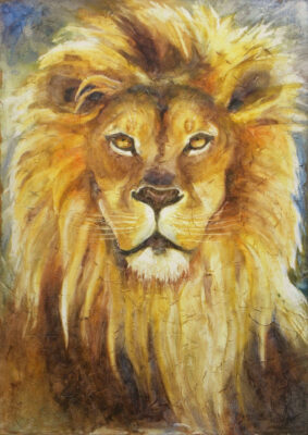 Löwe, der König der Savanne, Ölbild von Gabriele Maderböck