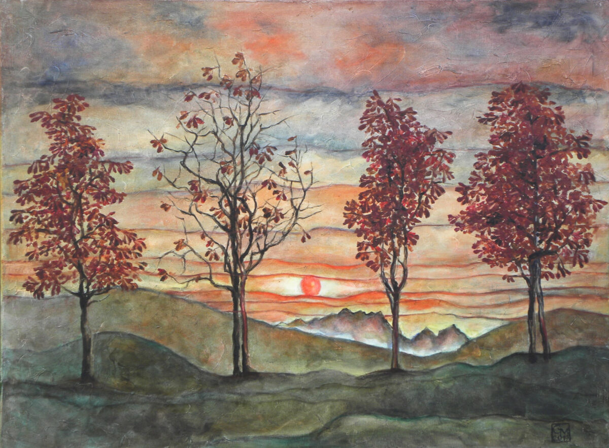 Schiele vier Bäume - Ölbild von Gabriele Maderböck