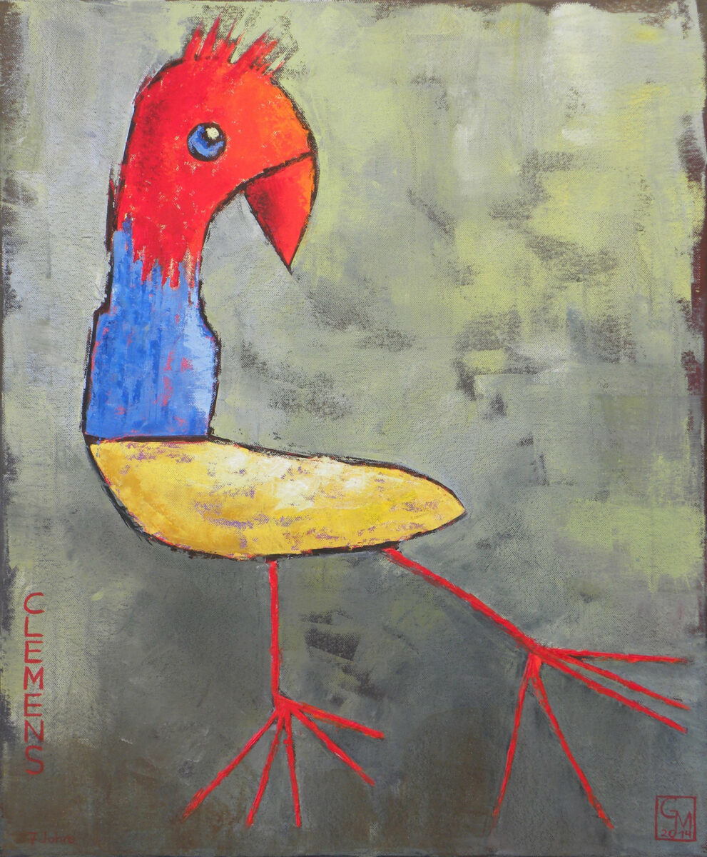 Kinderbild Vogel - Ölbild von Gabriele Maderböck