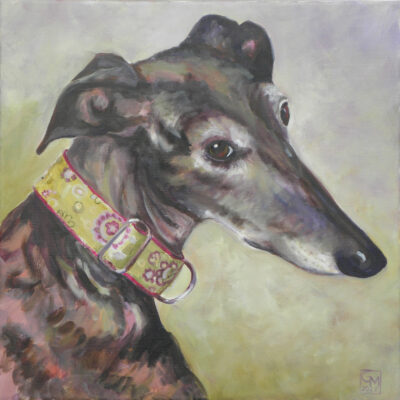 Galgo Spanischer Windhund, Ölbild von Gabriele Maderböck