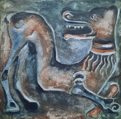 Jagdhund auf Tonfliese