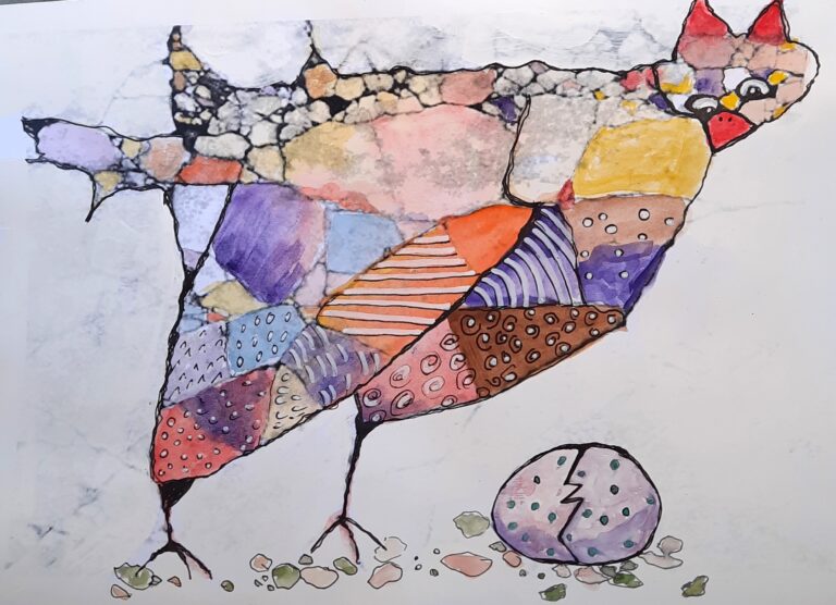 Huhn aus dem WS Riss im Gehsteig